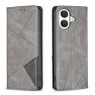 For iPhone 17 Rhombus Texture Magnetic Leather Phone Case(Grey) - 1