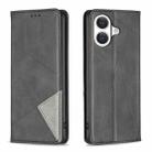 For iPhone 17 Rhombus Texture Magnetic Leather Phone Case(Black) - 1