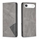 For iPhone 17 Air Rhombus Texture Magnetic Leather Phone Case(Grey) - 1