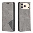 For iPhone 17 Pro Rhombus Texture Magnetic Leather Phone Case(Grey) - 1