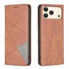 For iPhone 17 Pro Max Rhombus Texture Magnetic Leather Phone Case(Brown) - 1