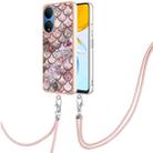 For Honor X7 Electroplating IMD TPU Phone Case with Lanyard(Pink Scales) - 1