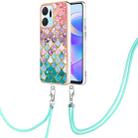 For Honor X7a Electroplating IMD TPU Phone Case with Lanyard(Colorful Scales) - 1