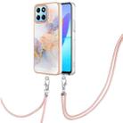 For Honor X8 5G / X6 4G Electroplating IMD TPU Phone Case with Lanyard(White Marble) - 1