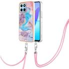 For Honor X8 5G / X6 4G Electroplating IMD TPU Phone Case with Lanyard(Blue Marble) - 1