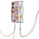 For Honor 90 5G Electroplating IMD TPU Phone Case with Lanyard(Pink Scales) - 1