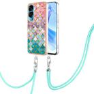 For Honor 90 Lite 5G Electroplating IMD TPU Phone Case with Lanyard(Colorful Scales) - 1