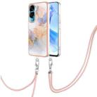 For Honor 90 Lite 5G Electroplating IMD TPU Phone Case with Lanyard(White Marble) - 1