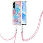 For Honor 90 Lite 5G Electroplating IMD TPU Phone Case with Lanyard(Blue Marble) - 1