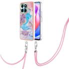 For Honor X6a Electroplating IMD TPU Phone Case with Lanyard(Blue Marble) - 1