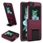 For Samsung Galaxy Z Flip5 5G Three-dimensional Folding Holder PC Phone Case(Wine Red) - 1