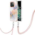 For OnePlus 10T 5G/Ace Pro Electroplating IMD TPU Phone Case with Lanyard(White Marble) - 1