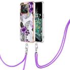 For OnePlus 10T 5G/Ace Pro Electroplating IMD TPU Phone Case with Lanyard(Purple Flower) - 1