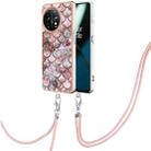 For OnePlus 11 Electroplating IMD TPU Phone Case with Lanyard(Pink Scales) - 1