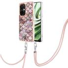 For OnePlus Nord CE 3 Lite/Nord N30/OPP0 K11x Electroplating IMD TPU Phone Case with Lanyard(Pink Scales) - 1