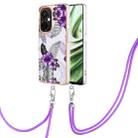 For OnePlus Nord CE 3 Lite/Nord N30/OPP0 K11x Electroplating IMD TPU Phone Case with Lanyard(Purple Flower) - 1