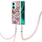 For OnePlus Nord CE3 Electroplating IMD TPU Phone Case with Lanyard(Pink Scales) - 1