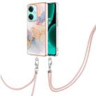 For OnePlus Nord CE3 Electroplating IMD TPU Phone Case with Lanyard(White Marble) - 1