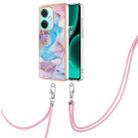 For OnePlus Nord CE3 Electroplating IMD TPU Phone Case with Lanyard(Blue Marble) - 1