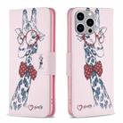 For iPhone 15 Pro Max Colored Drawing Pattern Leather Phone Case(Giraffe) - 1