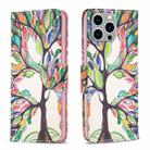 For iPhone 15 Pro Max Colored Drawing Pattern Leather Phone Case(Tree Life) - 1