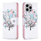 For iPhone 15 Pro Max Colored Drawing Pattern Leather Phone Case(Tree) - 1