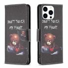 For iPhone 15 Pro Colored Drawing Pattern Leather Phone Case(Bear) - 1