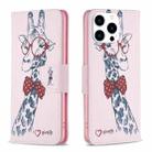 For iPhone 15 Pro Colored Drawing Pattern Leather Phone Case(Giraffe) - 1