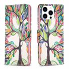 For iPhone 15 Pro Colored Drawing Pattern Leather Phone Case(Tree Life) - 1