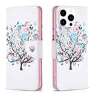 For iPhone 15 Pro Colored Drawing Pattern Leather Phone Case(Tree) - 1