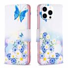 For iPhone 15 Pro Colored Drawing Pattern Leather Phone Case(Butterfly Love) - 1