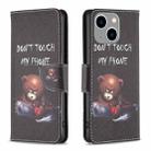 For iPhone 15 Plus Colored Drawing Pattern Leather Phone Case(Bear) - 1