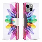 For iPhone 15 Plus Colored Drawing Pattern Leather Phone Case(Sun Flower) - 1