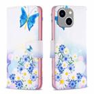 For iPhone 15 Plus Colored Drawing Pattern Leather Phone Case(Butterfly Love) - 1