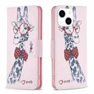 For iPhone 15 Colored Drawing Pattern Leather Phone Case(Giraffe) - 1