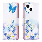 For iPhone 15 Colored Drawing Pattern Leather Phone Case(Butterfly Love) - 1