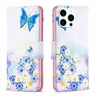 For iPhone 16 Pro Max Colored Drawing Pattern Leather Phone Case(Butterfly Love) - 1