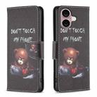 For iPhone 16 Colored Drawing Pattern Leather Phone Case(Bear) - 1