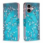 For iPhone 16 Colored Drawing Pattern Leather Phone Case(Plum Blossom) - 1