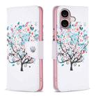 For iPhone 16 Colored Drawing Pattern Leather Phone Case(Tree) - 1