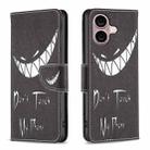 For iPhone 16 Plus Colored Drawing Pattern Leather Phone Case(Smirk) - 1