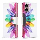 For iPhone 16 Plus Colored Drawing Pattern Leather Phone Case(Sun Flower) - 1