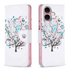 For iPhone 16 Plus Colored Drawing Pattern Leather Phone Case(Tree) - 1