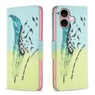 For iPhone 16 Plus Colored Drawing Pattern Leather Phone Case(Feather) - 1