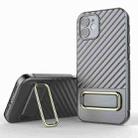 For iPhone 12 Wavy Textured Phone Case(Grey) - 1