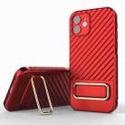 For iPhone 12 Wavy Textured Phone Case(Red) - 1