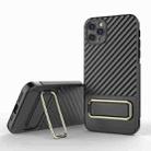 For iPhone 11 Pro Max Wavy Textured Phone Case(Black + Gold) - 1