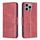 For iPhone 15 Pro Max Lambskin Texture Pure Color Flip Leather Phone Case(Red) - 1