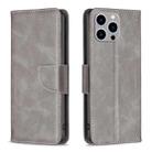 For iPhone 15 Pro Max Lambskin Texture Pure Color Flip Leather Phone Case(Grey) - 1