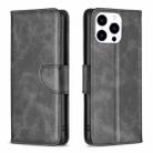 For iPhone 15 Pro Lambskin Texture Pure Color Flip Leather Phone Case(Black) - 1